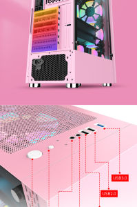 Hatsune Miku Animation Pink 2D Desktop PC Case Side See-through Water-cooled Large AT Board