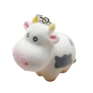 3D Flocking Keychain for Women Girls Fashionable Cartoon Animal Car Key Chain Bag Hanging Ornament Jewelry Gift