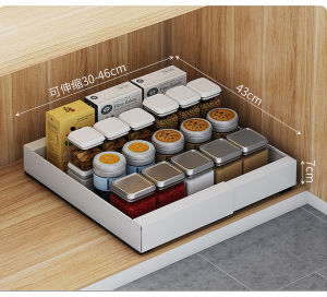 🇸🇬 (Carbon Steel) 30-46CM Adjust Expandable Pull Out Kitchen Cabinet Drawer Organizer | Expandable Pull out Drawer