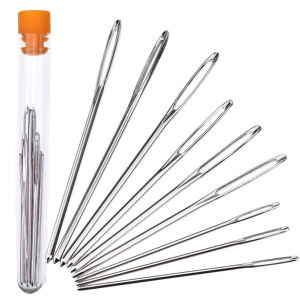 9pcs Stainless Steel Large Eye Metal Needles Cross Stitch Knitting Crochet Hook Set Kit [Chinatera]