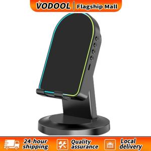 อุปกรณ์เสียงพกพาไร้สาย Bluetooth 2-in-1 พร้อมไฟ RGB และที่วางโทรศัพท์ สำหรับความบันเทิงในบ้าน