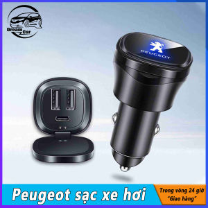 Peugeot Xe USB QC 3.0 PD TypeC 60W Sạc nhanh trên ô tô Sạc điện thoại di động có đèn LED chiếu sáng