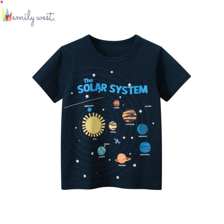 2023 New Boys Cotton Toddler Kids T-Shirt Cartoon Solar System