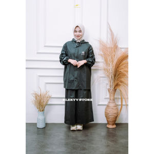 FLORYN Jas Hujan.Raincoat Wanita Setelan Baju dan Rok Dewasa Tebal Lentur Anti Rembes Cream