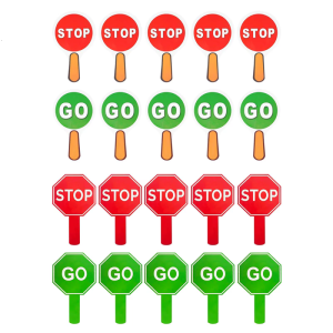 10PCS/Pack Handheld Stop and Go Sign Reversible Crossing Guard Stop Sign for Traffic Control School Area Road Management