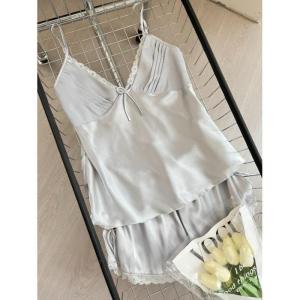 Set Pajamas Satin Wanita seksi/tali tank+seluar pendek/santai dan manis/baju suami isteri/jumaat night
