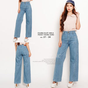 Celana Jeans Wanita - Celana Kulot Anela Pocket Young Jeans - Kulot Jeans Kantong Depan Panjang