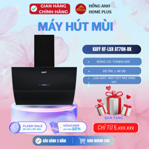 Máy hút mùi kính vát Kaff KF LUX AT70H BK inox kính đen công suất 1000m3/h thiết kế sang trọng