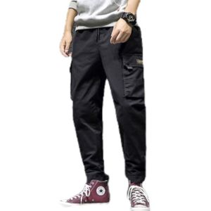 Plain multiple pockets tactical pants thick cotton cargo pants