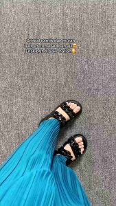ALANA- Sendal Wanita Karet Jelly Wedges Platfrom Tebal Bahan Elastis Empuk Tali Belakang Motif