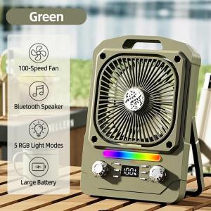 ✅SG Ready Stocks✅JOMO Smart Desk Fan 100 Speed Bluetooth Speaker Camping Light Rechargeable Hanging Fan