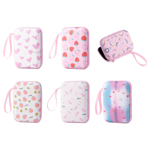 Portable Shockproof EVA Storage Box Bright Pattern Print Smooth U Shape Zippers For Students Professionals
