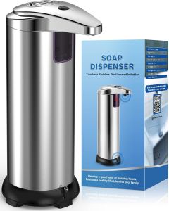 Automatic Soap Dispenser Touchless Liquid Soap Dispenser Battery Hand Soap Dispenser 3 Levels Adjustable Dish Soap Dispenser Pump Waterproof Soap Dispenser Hands Free for Bathroom Kitchen 9.88oz