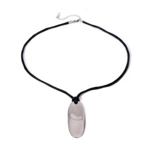 Thanh lịch mịn lồi Vòng cổ mặt dây chuyền hình trái xoan điều chỉnh dây màu đen dây chuyền chạm xương quai xanh không thấm nước cho nữ phụ nữ