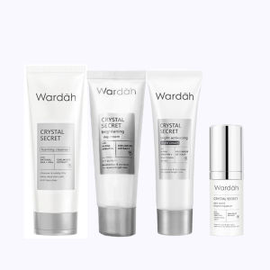 Paket Wardah Crystal Secret Whitening Complete Series Skincare (2pcs/3pcs/5pcs/7pcs) Wardah White Secret Skincare Wajah Glowing Ori BPOM Perawatan Wajah Putih Glowing Terlaris (Day Night Cream Facial Wash Serum Pure Treatment Essence Intense Bright)