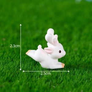JUVIAAL Cartoon Sika Deer Figurines Mini Resin Crafts Deer Statue Deer Ornaments Cute Micro Landscape Ornaments Christmas Decoration