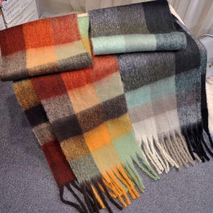 SHUNAICHI Cashmere Shawls in Autumn and Winter Fashion Colored Chequered Scarf Warms Students Men and Women Thicker Tassel Plaid Scarves