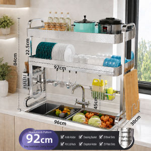 GSlife Stainless Steel Over Sink Dish Rack Adjustable Dish Rack Organizer Cabinet Plates Organizer Storage