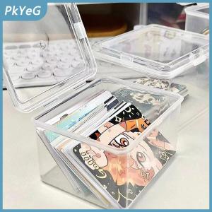 PkYeG Korean Transparent Storage Box Blind Box Card Photocard Storage Box Photo Card Organizer Classification Flip Box