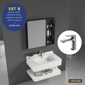 Bathroom Vanity Set (218-60) Wall Mounted Basin Cabinet with Mirror for BTO HDB | isellvanity