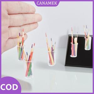 CANAMEK✨ 6 cái Nhà búp bê học tập cảnh phụ kiện 1:12 Dollhouse thu nhỏ bút nhỏ giữ cốc với bút chì màu