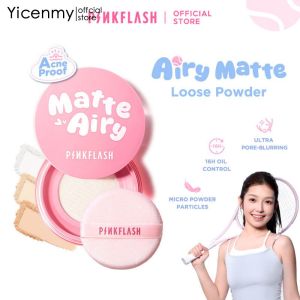 PINKFLASH ไฟแป้งฝุ่นด้านผงคุมความมันกันน้ำกันเหงื่อคงทนควบคุมน้ำมันแป้งอัดแข็งเคลือบ