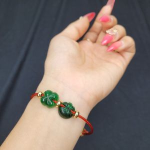 Q441 Vòng cáp cỏ 4 lá túi tiền Cẩm Thạch Sơn Thủy ko kén mệnh - Phong Thuỷ TUDO P