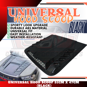GCAO UNIVERSAL 51X47CM CAR AIR FLOW INTAKE HOOD SCOOP BLACK (12191)