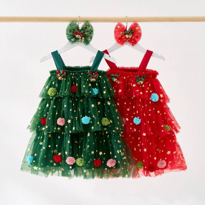 #365🔥พร้อมส่ง🔥ชุดคริสต์มาสเด็กผู้หญิง ชุดเดรสต้นคริสต์มาสสไตล์เจ้าหญิง ...