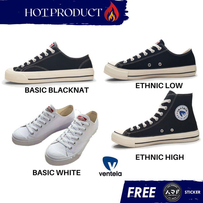 Sneakers] Ventela Ethnic Black Natural Sepatu Vantela Original