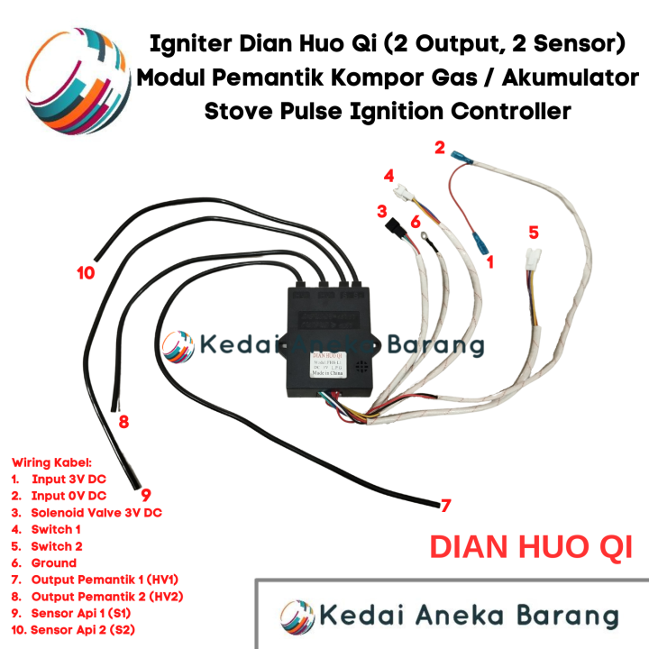 Pulse Ignition Module 4 Pin Modul Pulse Ignition Igniter Akumulator Pemantik Blue Gas LPG Kompor ...