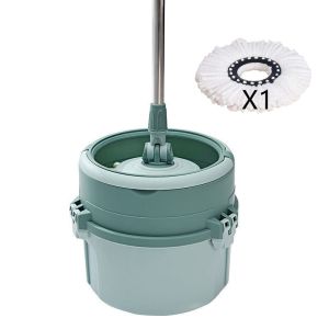 Mop with bucket Spin Mop With Bucket thickened rotating bucket wet and dry  hand-free mopMicrofiber Cloth HeadSelf-Wash And spin-dry，lazy mop