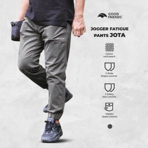 GOODFRIENDS Fatigue Pants JOTA Warna Cement Celana Jogger Pria Panjang Material Cotton Twill Peach