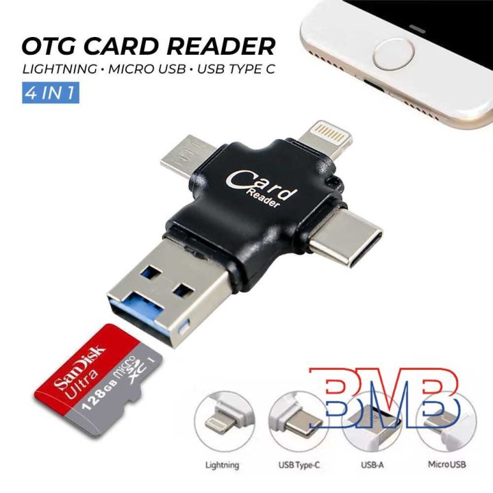 SD Card Reader 4 in 1, USB C USB 3.0 Micro SD Card Reader Memory 4.0 UHS-II High Speed Card Reader Adapter SD MS CF TF MicroSD SDHC SDXC for iPhone 17