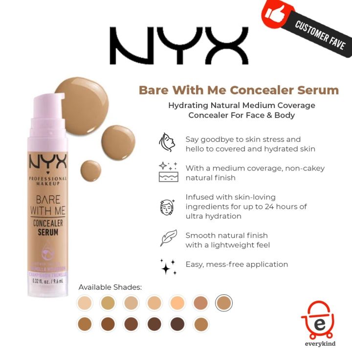  NYX PROFESSIONAL MAKEUP Bare With Me Concealer Serum, Up To  24Hr Hydration - Light : Pet Supplies