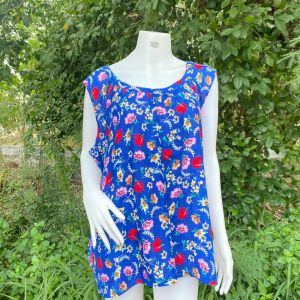 เสื้อคอกระเช้าลายดอกจัมโบ้ ผ้าแมมเบิร์ด เนื้อดี ใส่สบายทุกวัน (KP12)