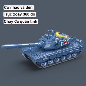 Đồ chơi xe tăng bằng nhựa ABS có nhạc và đèn xoay 360 độ chạy đà quán tính kích thước lớn
