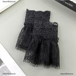 [COD] SweetBabiese Phụ nữ giả cánh tay tay áo với ngắn tua trắng và đen xếp li Cuff đẹp ren Phụ kiện ngoài trời embellishments