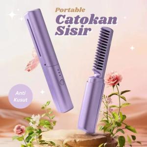 Catokan Sisir Pelurus Rambut Portable Catok 3in1 Sisir Pelurus Rambut Nirkabel Pelurus Rambut Kecil Pengisian Daya USB Portabel