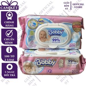 Khăn Ướt Giấy Ướt Bobby Nắp Nhựa 100 Tờ/Gói Cao Cấp Có Hương/Không Mùi