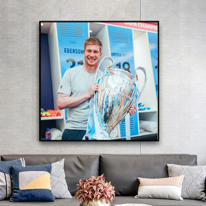 Tranh Laminate Tráng Gương - Tranh Treo Tường Manchester City Vô Địch Champion League 2022-2023 (Tranh Vuông)