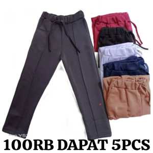 PROMO! 100rb DAPAT 5pcs CELANA WANITA LUNA DOTY PANTS BASIC SCUBA STANDAR VARIASI TALI CUBIT