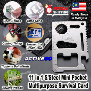 [MALAYSIA STOCK]11in1 Stainless Steel Mini Pocket Multipurpose Survival Card Tool Beer Bottle Cap Opener Portable Wallet Size Credit Card Cutter Portable Function Outdoor Camping Hiking Screwdriver Universal Army saber Gift Hot Selling DIY ActiveGo