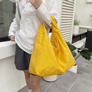 BLACKON Casual Nylon Shoulder Bag Double Zipper Design Multi-Pocket Storage Pouch Versatile Solid Color Versatile Commuting Handbag Outdoor
