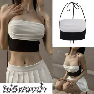 Jennyพร้อมส่ง💎เสื้อคล้องคอ เสื้อกล้ามคอกว้าง มีฟองน้ำ ประดับเพชร ผ้าซีทรู แขนกุดู เสื้อครอปตาข่ายทรงเข้ารูป เซ็กซี่สุดฮอต