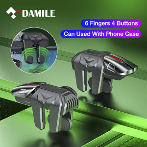 DAMILE Nút Bấm Bắn Tỉa L1R1 Bộ Điều Khiển Kích Hoạt Trò Chơi Di Động Bắn Nhạy Cảm Nút Bấm Kim Loại 6 Ngón Tay Điều Khiển Bắn Súng L1R1 Nút Ngắm Cần Điều Khiển PUBG Rules Of Survival G21
