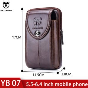 BULLCAPTAIN Mens Waist Bag Leather Fanny Pack Belt Wallet for Cell Phone Key