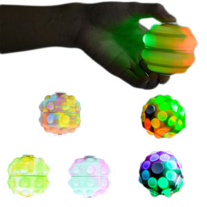 Light Effect with Light 3D Rainbow Silicone Bubble Ball spinner Decompression Ball Round Press Pinch Pop It Fidget Toys Stress Sensory Push Bubble Squishy Spinning Toys Anti Stress Relief Kids Gift