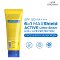 LUXE ORGANIX 6 in 1 Maxshield Active Ultra Sheer Face and Body Sunscreen 100ml. 