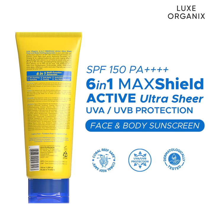 LUXE%20ORGANIX%206%20in%201%20Maxshield%20Active%20Ultra%20Sheer%20Face%20and%20Body%20Sunscreen%20100ml%20-%20Image%202